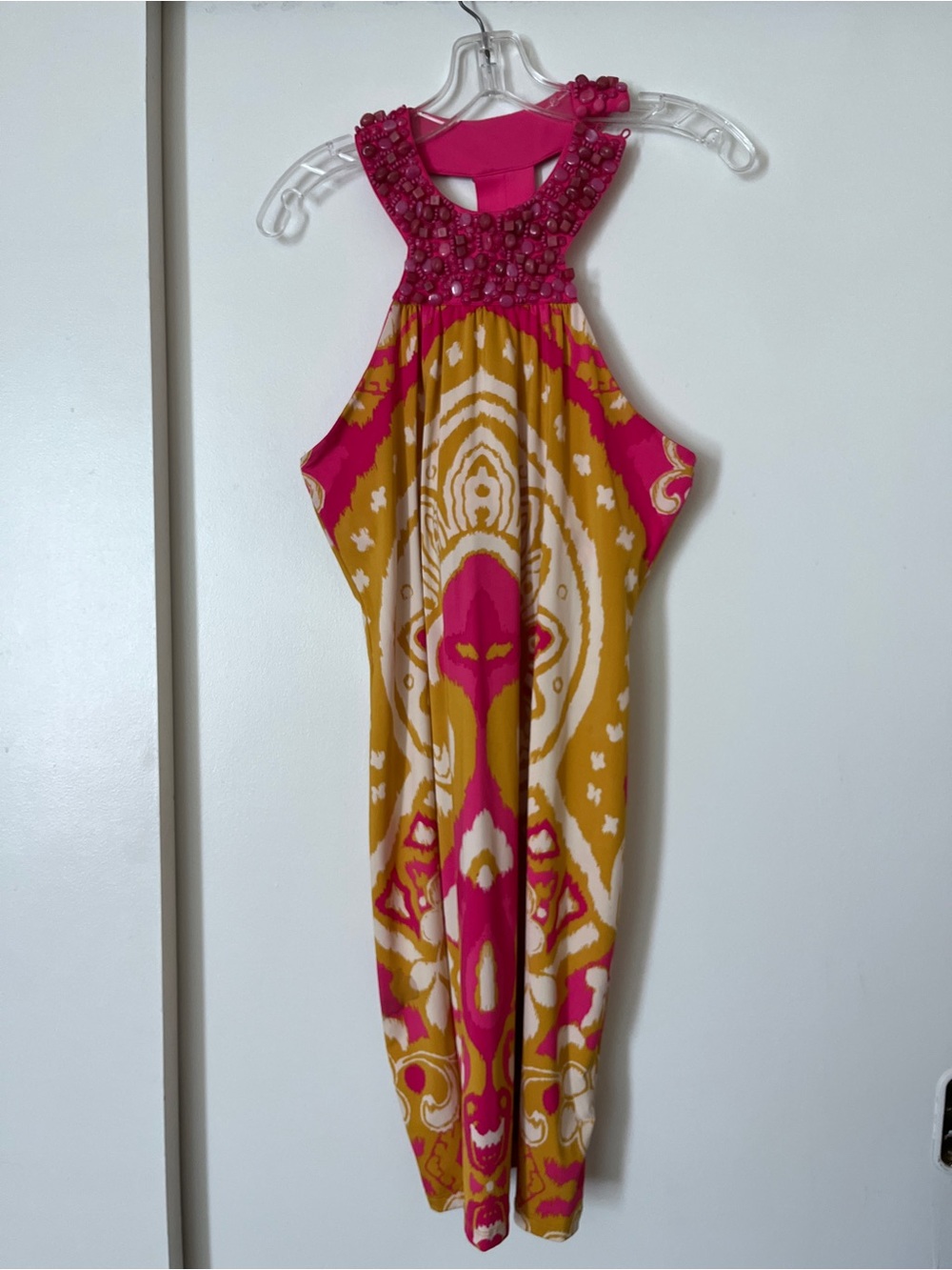 INC International Concepts Pink and Mustard Patterned Halter Romper